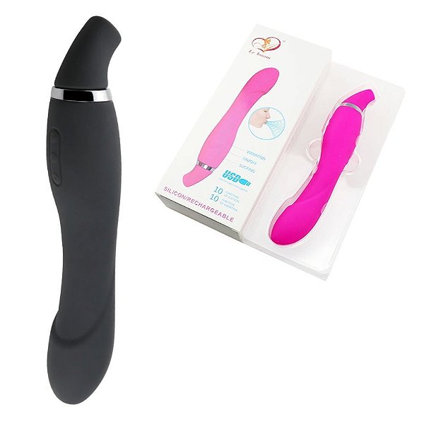 Le Boom - Vibrador e Estimulador Clitoriano Recarregável com 10 Modos de Vibração e 10 Modos de Sucção | Cor: Preto