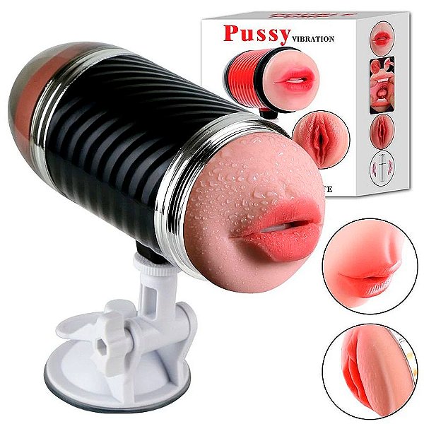 DOUBLE PUMP PUSSY - Masturbador Duplo Que Simula Sexo Vaginal E Oral Com Texturas Internas E Ventosa De Pressão