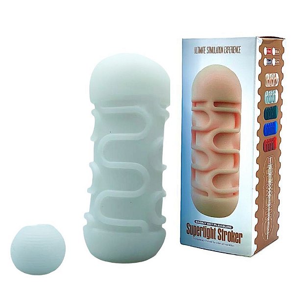 Masturbador Masculino Stroker Colors Estriado 15 X 6 Cm | Cor: Branco