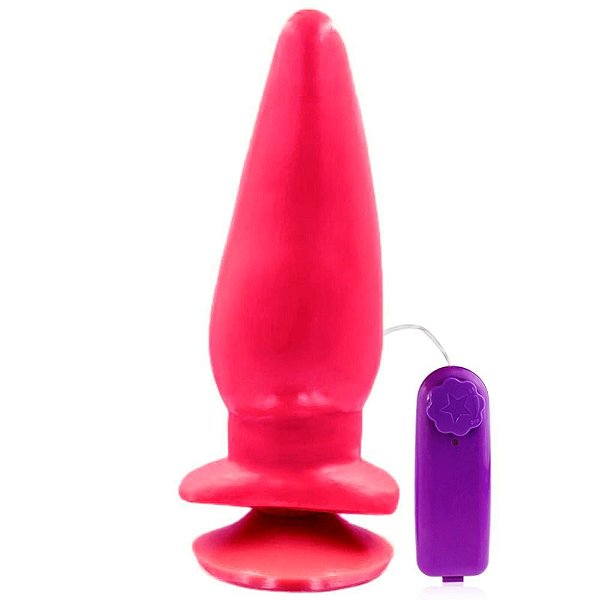 YOUVIBE - Plug Anal Vibratório Em Formato Cônico Feito Em Silicone Macio Com Ventosa 21 X 6,4 Cm | COR: Rosa Neon