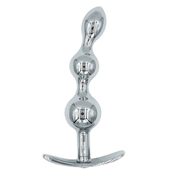 Plug Anal Em Metal Aço Inoxidável Escalonado Com Joia Na Base 14 X 4 Cm