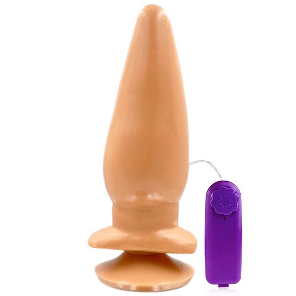 YOUVIBE - Plug Anal Vibratório Em Formato Cônico Feito Em Silicone Macio Com Ventosa 21 X 6,4 Cm | Cor: Bege