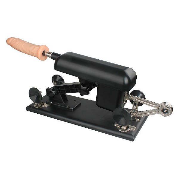 SEX MACHINE - Máquina do Sexo com 2 Próteses e 1 Plug Anal em Silicone e Controle Multivelocidade