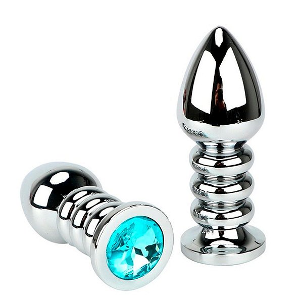 Plug Anal em Metal Aço Inoxidável Parafuso com Joia na Base - 10 x 3,5 CM