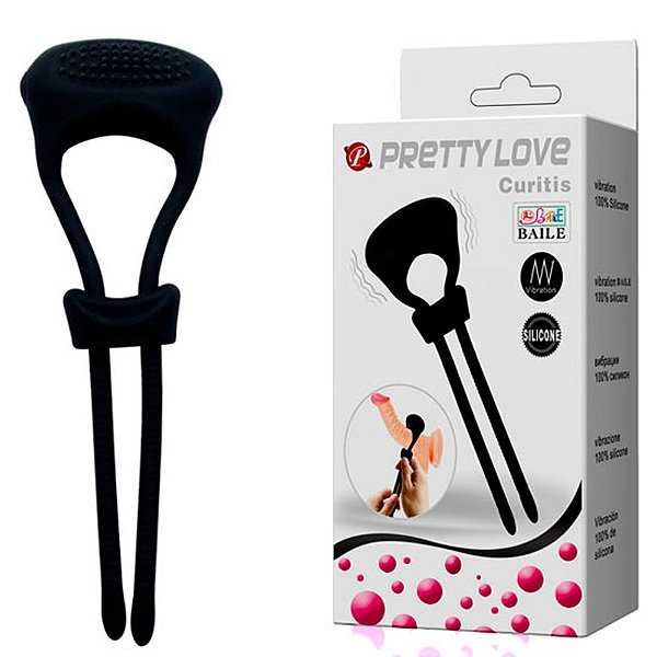 PRETTY LOVE CURITIS - Anel Peniano em Soft Touch com Vibração Única - 13,5 X 4,7 CM | Cor: Preto