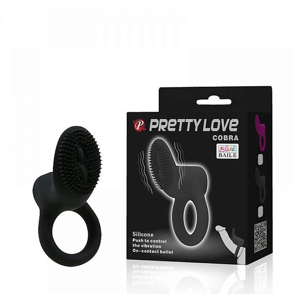 PRETTY LOVE COBRA - Anel Peniano em Silicone Soft Touch com Vibração Única - 7,4 X 3,8 CM | COR: PRETO