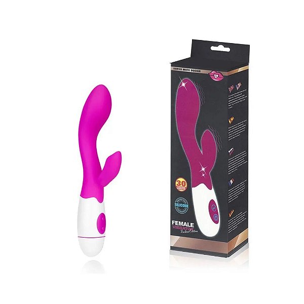 Female Vibrator - Vibrador Estimulador de Ponto G e Clitóris, Recarregável com 30 Níveis de Vibração - 20 x 3 cm