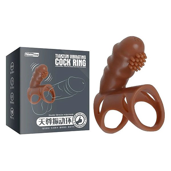 Tianzun Vibrating Cock Ring - Anel Peniano Com Estimulador De Clitóris E Vibração Única - 8 X 3 Cm