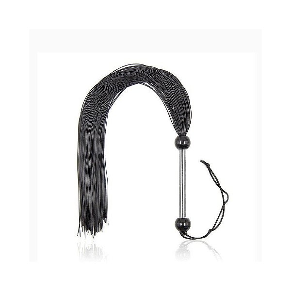 Chicote com Franja em Borracha e Cabo em Plástico Preto 37 CM
