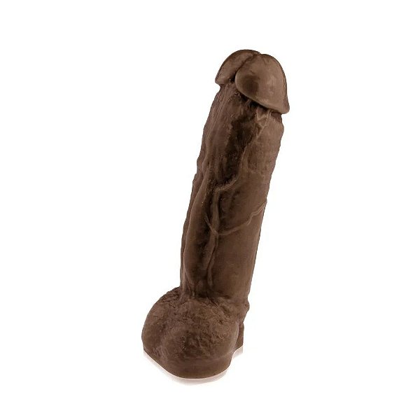 Pênis Realístico Kong com Glande e Veias Definidas e Escroto Chocolate 22 x 5,5 cm