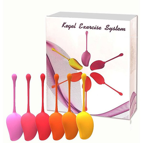 KEGEL EXERCISE SYSTEM - Kit Para Pompoarismo Em Silicone Com 6 Pesos Em Formato De Manga