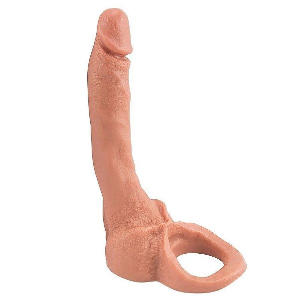 Anel Companheiro para Dupla Penetração Prótese Maciça com Escroto 16 X 2,6 CM - Prazer & Cia