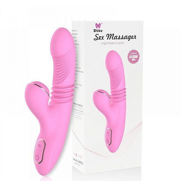 Vibrador Estimulador de Clitóris e Ponto G com Rotação Vai e Vem Auto Aquecimento Sex Massager - Dibe
