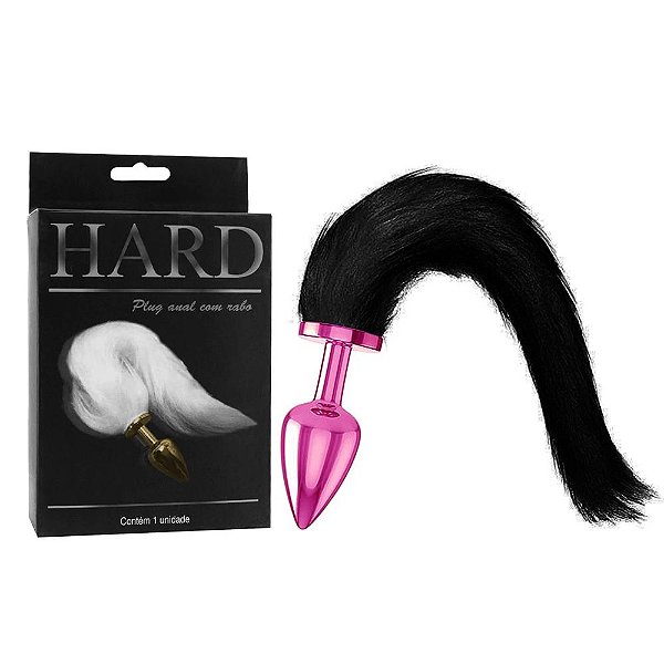 Plug Anal em Metal Rosa  Com rabo Cauda  Preta Fetiches - HARD