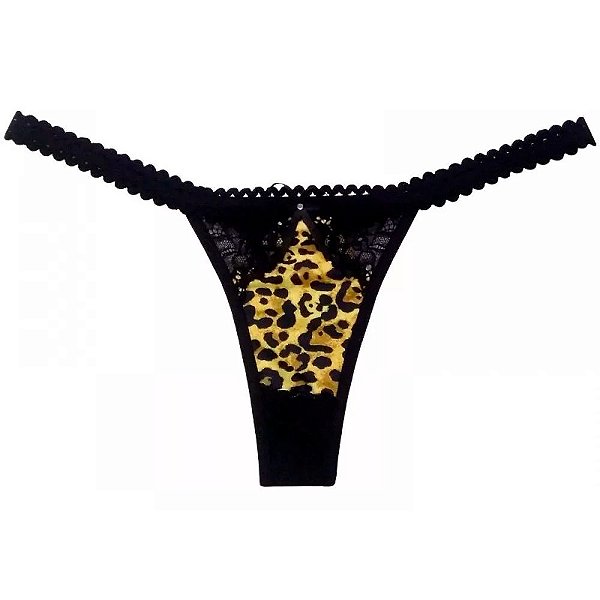 Calcinha Fio Dental Pintada Em Renda E Detalhe na Cintura - Lingerie Sensualle