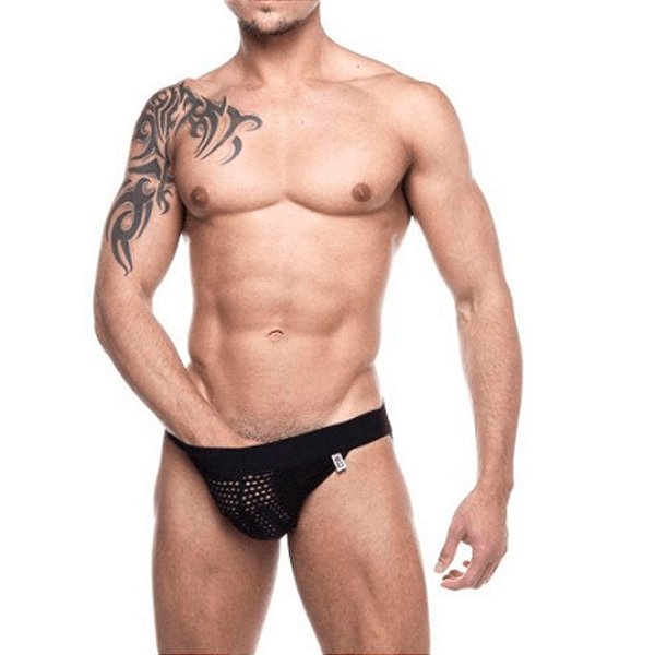 Cueca Jockstrap Tapa Sexo Em Arrastão - Steves Designer