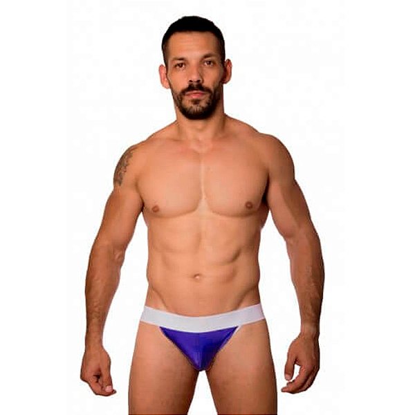 Cueca Jockstrap Tapa Sexo com Detalhe Branco - Steves Designer