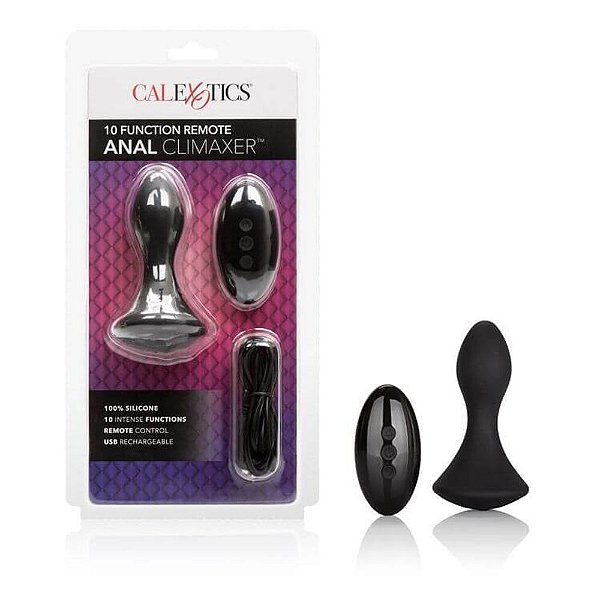 Calexotics Anal Climaxer - Plug Anal em Silicone com 10 Modos de Vibrações e Controle Remoto sem Fio - 10,1 x 3,2 cm