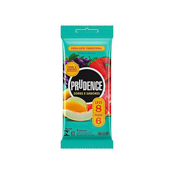 PRUDENCE CORES E SABORES - O Primeiro Preservativo Com Aroma Cor E Sabor De Verdade - 8 Unidades | SABOR: MIX