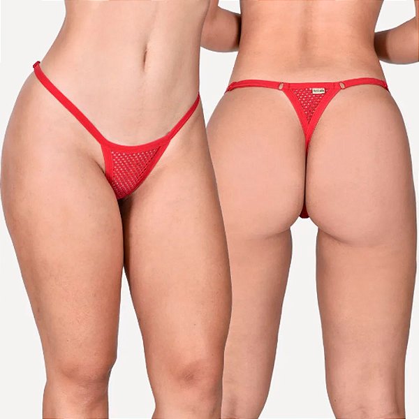 Lingerie Sensualle Calcinha Fio Dental em Arrastão com Regulagem Parecida | Disponível Em 6 Cores