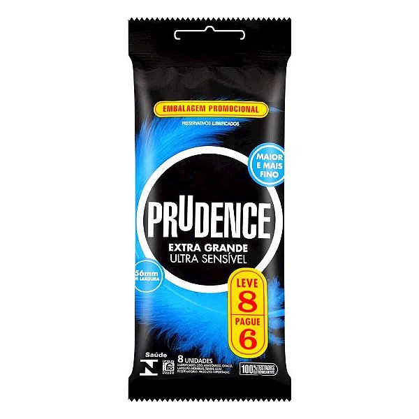 Prudence - Preservativo Extra Grande Ultra Sensível | Leve 8 Pague 6 Unidades