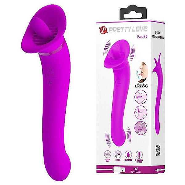 Vibrador Ponto G E Estimulador de Clitóris Com Língua - Pretty Love Faust