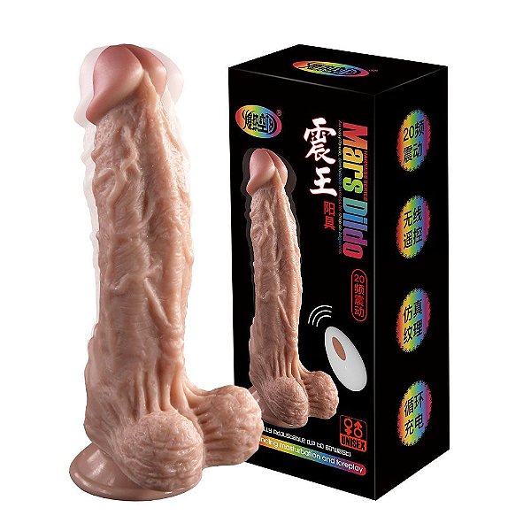 Pênis Realístico Com Ventosa, Vibração E Controle Remoto Sem Fio 19,5 X 4 Cm - MARS DILDO