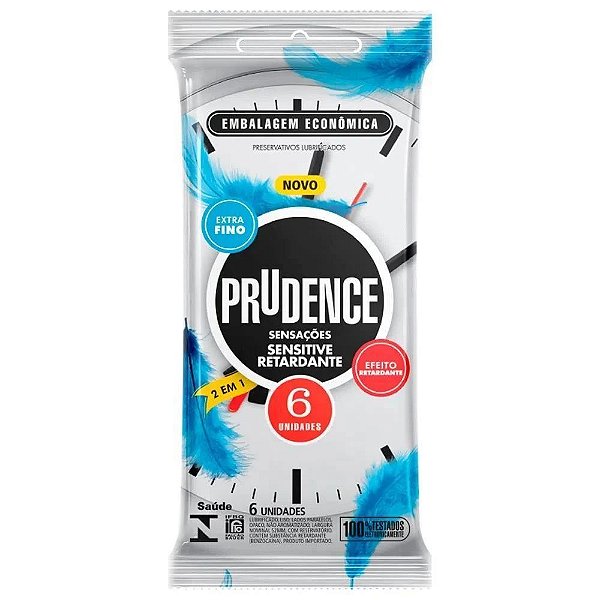 Prudence - Preservativo Sensitive Retardante Extra Fino | 6 Unidades