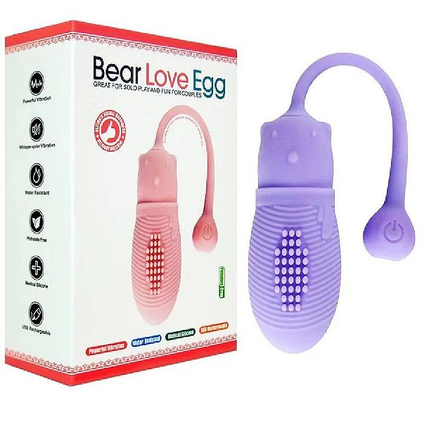 Bear Love Egg - Cápsula Vibratória em Formato de Urso em Silicone Super Macio com 10 Modos de Vibrações | Cor: Roxo