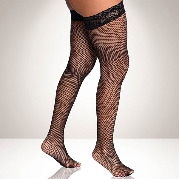 Meia Calça 7/8 Arrastão Em Punho Rendado Preto - PERRUTEXTIL