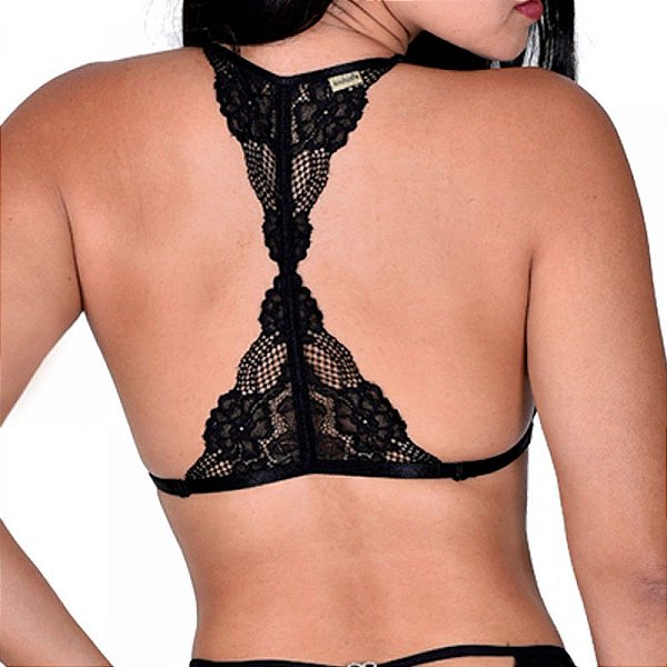 Sutiã Em Renda Preto Sem Bojo Foguete - LINGERIE SENSUALLE