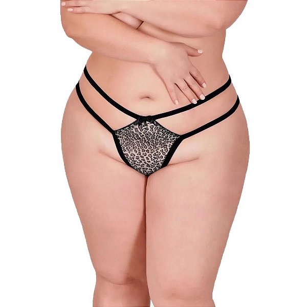 Calcinha Fio Dental Simplesmente Onça Estampado e Strappy  - Lingerie Sensualle