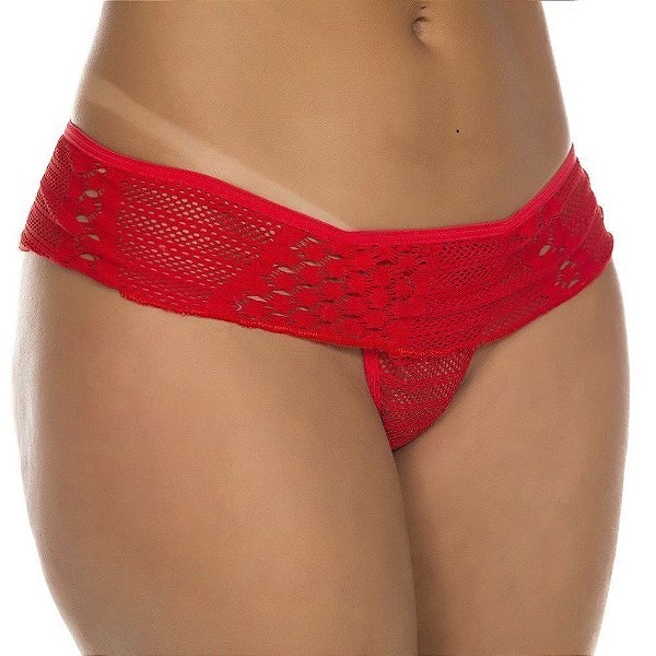 Calcinha Tanga Tailandesa  Arrastão Tam. Único Vermelho - Lingerie Pimenta Sexy