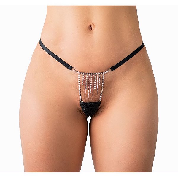 Calcinha Fio Dental Detalhe Fio de Strass - Lingerie Fascino