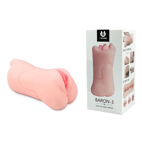 Masturbador Masculino Duplo Com Boca E Vagina Cyberskin - S-Hande Baron-3