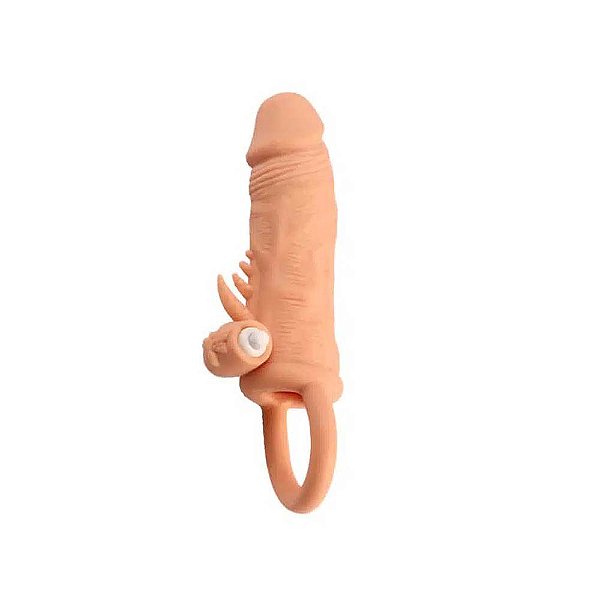 Capa Peniana Com Estimulador de Clitóris E Vibração 20 x 3,5 Cm - Me Ame Sex Toys