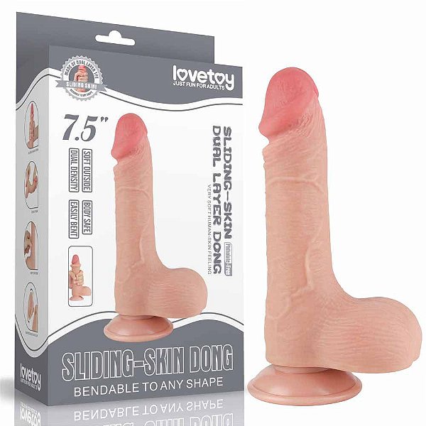 Pênis Realístico Dupla Camada Com Ventosa Removível 19,5 cm - Lovetoy