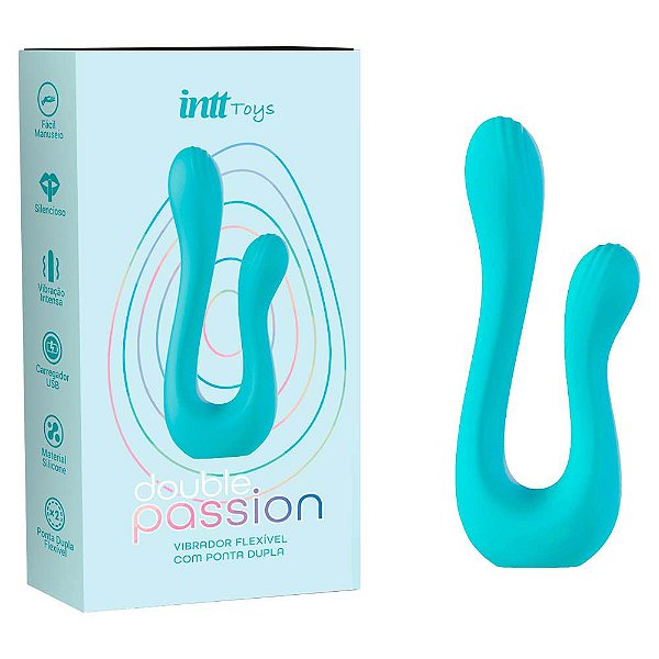 Vibrador Double Passion Azul: 10 Modos de Vibração - Intt Toys