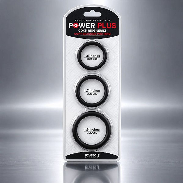 Kit com 3 Anéis Penianos Em Silicone - Power Plus Lovetoy