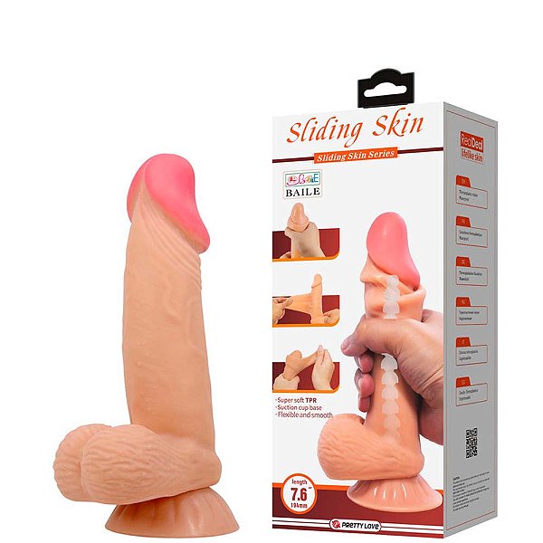 Pênis Realístico 19 cm com Dupla Densidade e Ventosa - Baile