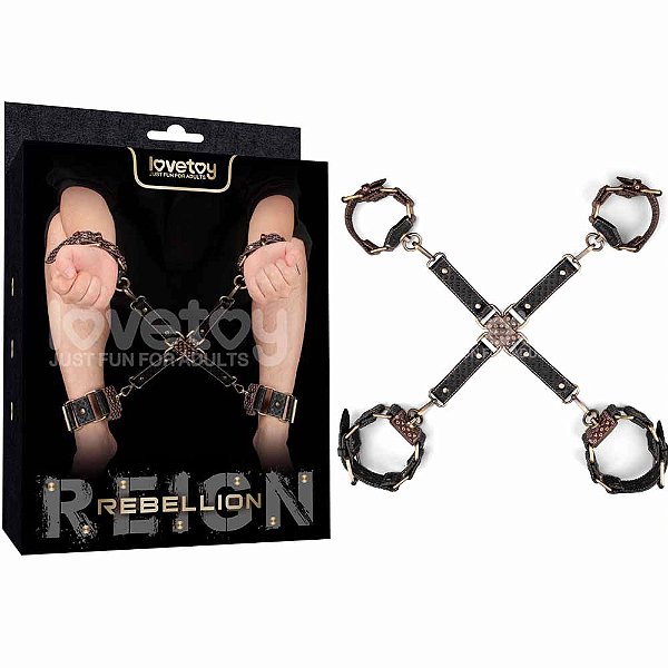 Kit com Algema e Tornozeleira - Rebellion Reign Hogtie Set Lovetoy