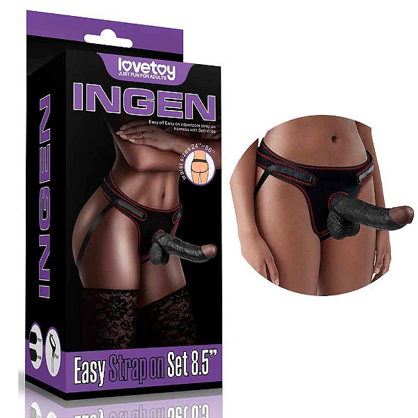 Cinta Peniana com Pênis Realístico 21,5 Cm Preto -  Lovetoy Ingen