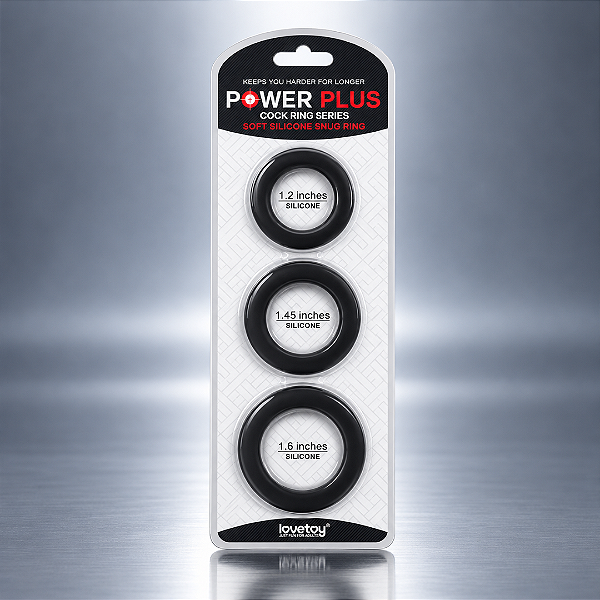 Kit com 3 Anéis Penianos Em Silicone - Power Plus Snug Lovetoy