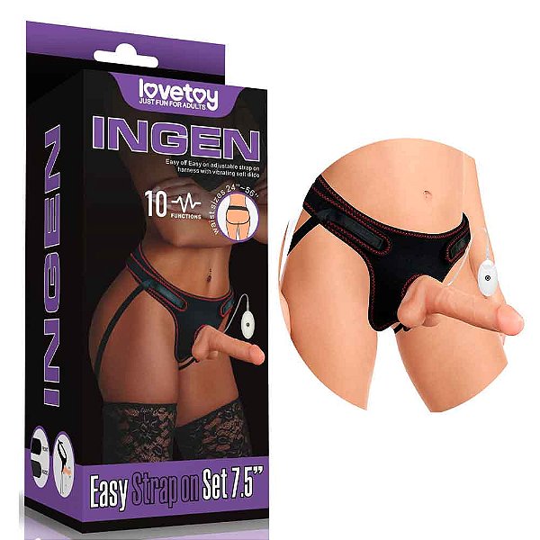 Cinta Peniana com Pênis Realístico e Vibração 20 cm - Lovetoy Ingen