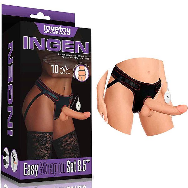 Cinta Peniana com Pênis Realístico e Vibração 21,5 cm - Lovetoy Ingen