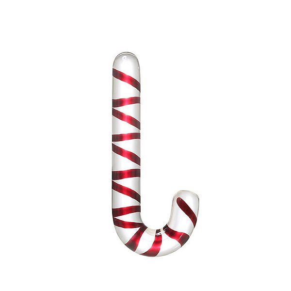 Plug Anal em Vidro Bengala Natalina com Espiral Vermelho - 18,5 cm