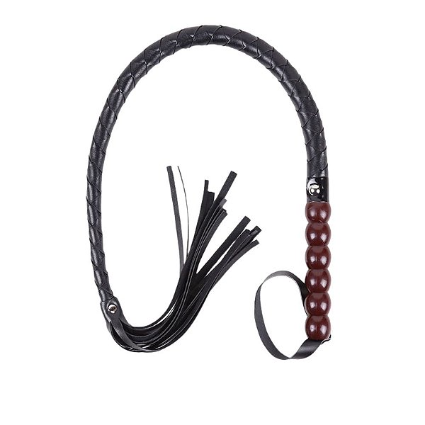 Chicote Trançado com Franja e Empunhadura em Madeira 80 cm