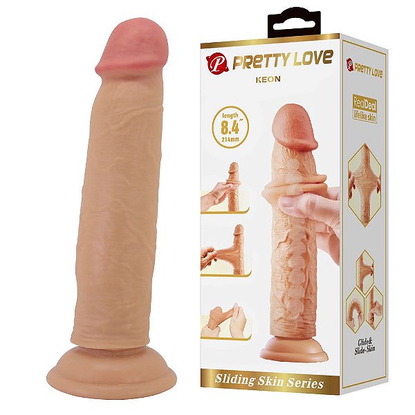 Pênis Realístico 21,4 cm com Ventosa: Toque Natural - Pretty Love Keon