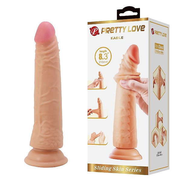 Pênis Realístico 21 cm com Ventosa: Textura Natural - Pretty Love Kable