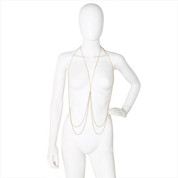 Colar de Corpo Dourado com Pérola – Elegância e Estilo